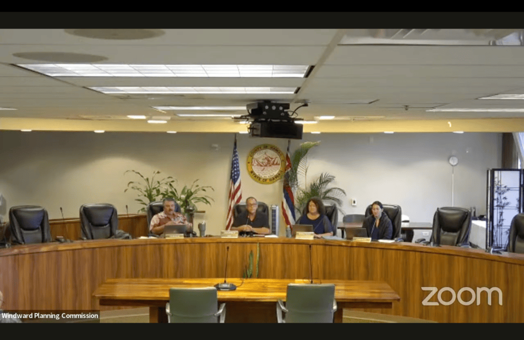 A May 2025 Windward Commission meeting was unable to meet quorum at the last minute. (Screenshot/Hawai‘i County/2025)
